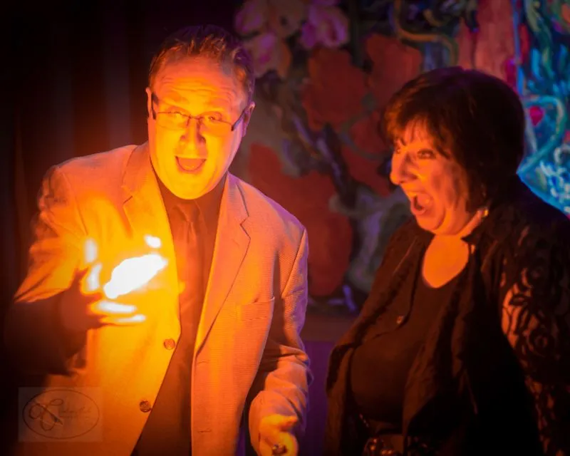 Comedy magician Clinton W. Gray performs closeup magic